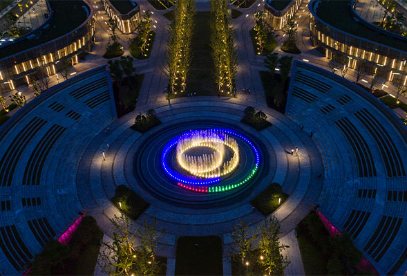 fountain pool facade lighting