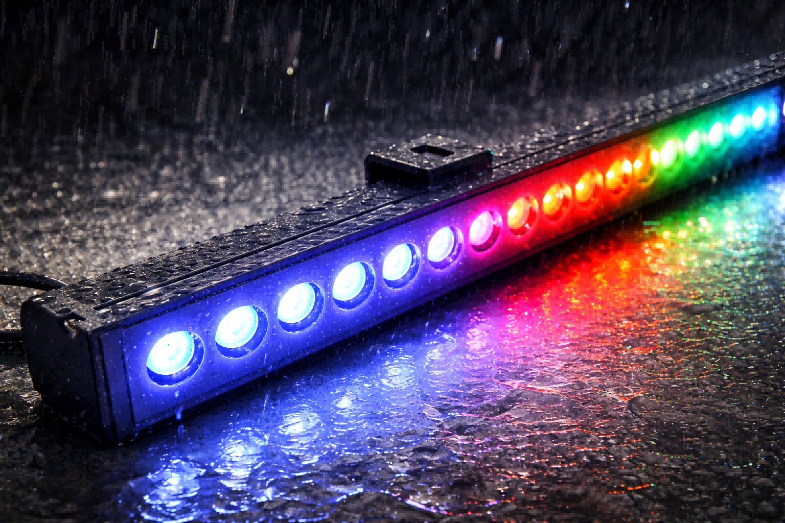 IP66 waterproof RGB linear LED light in rain environment
