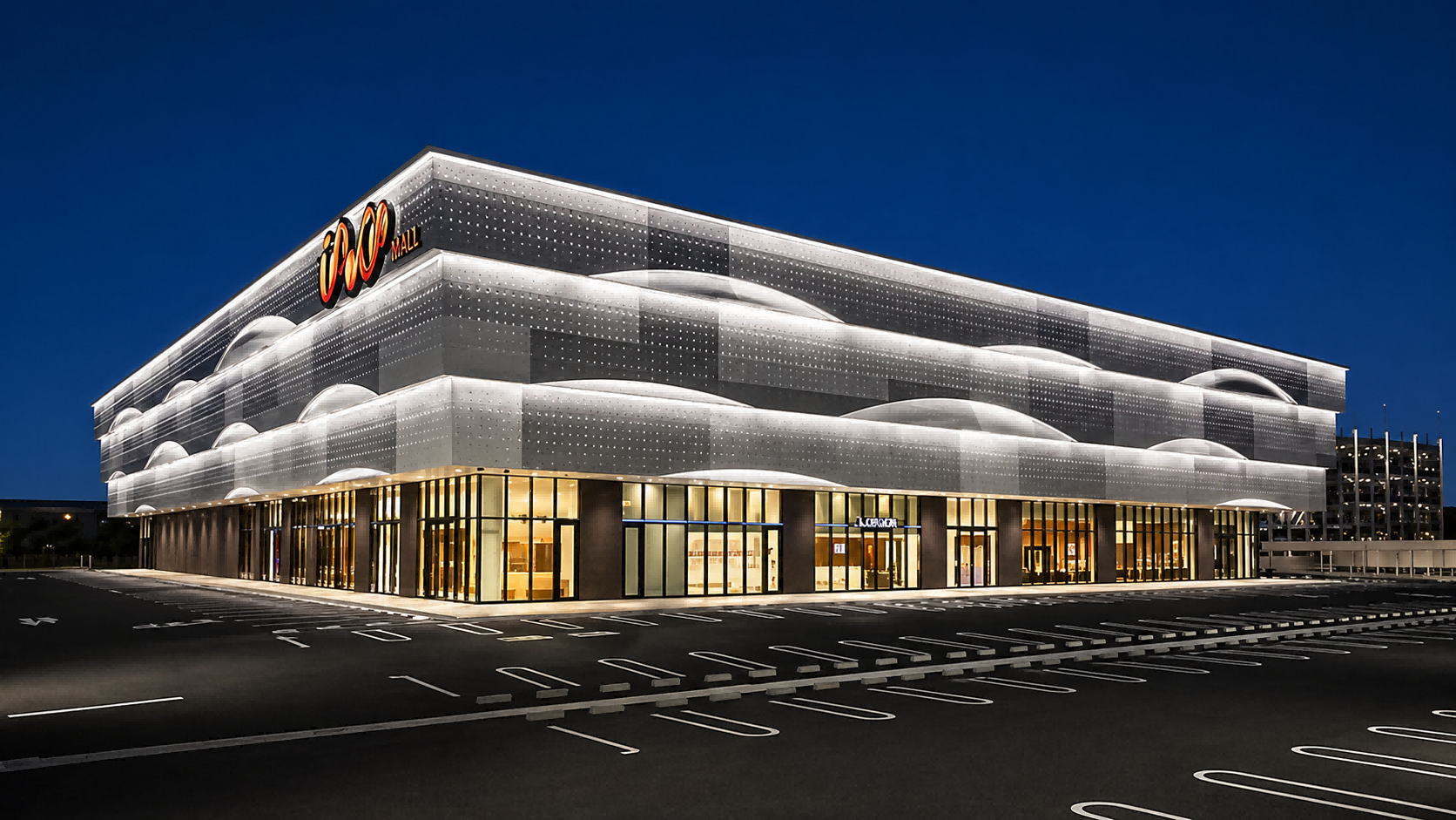 LED facade lighting for shopping mall exterior